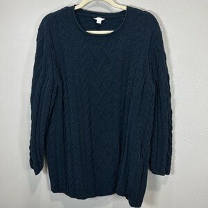 J Jill blue sweater cable knit super soft dark‎ blue